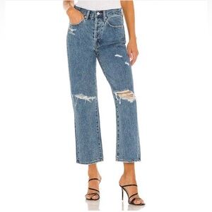 PISTOLA Cassie Crop Super High Rise Straight Crop in Blue Size 26